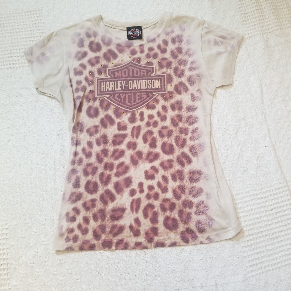 Harley-Davidson Faded Leopard Print T-Shirt Morgantown, West Virginia Size Med